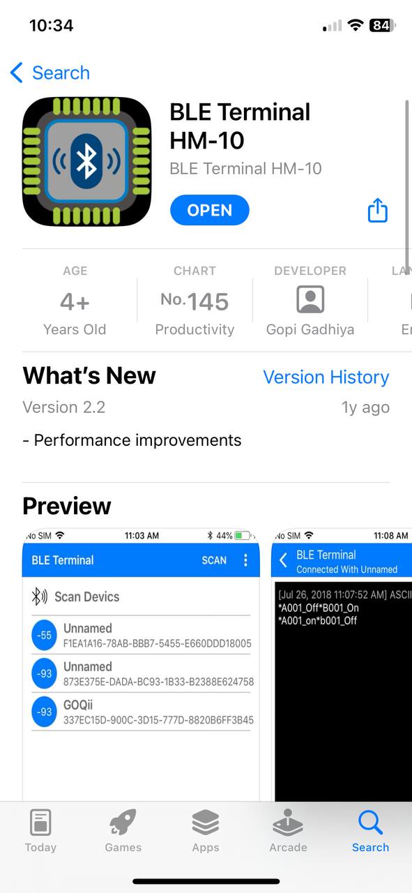 Приложение BLE Terminal
