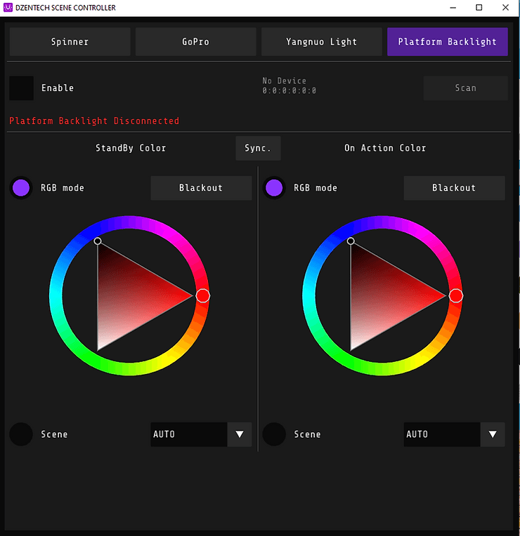 Scene Controller — настройки света Yongnuo